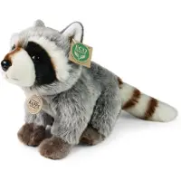 Rappa ECO knuffel wasbeer 28 cm - realistische knuffel van recyclede PET flessen - zwart, wit