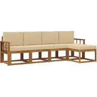 vidaXL Buiten bank set 5 st Natuurlijk en Beige