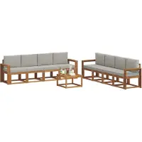 vidaXL Buiten bank set 9 st Natuurlijk en Licht Grijs