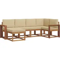 vidaXL Buiten bank set 6 st Natuurlijk en Beige