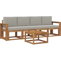 vidaXL Buiten bank set 5 st Natuurlijk en Licht Grijs