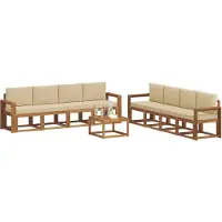 vidaXL Buiten bank set 9 st Natuurlijk en Beige