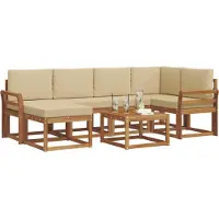vidaXL Buiten bank set 7 st Natuurlijk en Beige