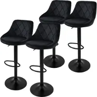 ML-Design Set van 4 barkrukken Holly velvet | fluweel zwart 37x106x47 cm barkrukken | NADUVI