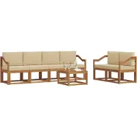 vidaXL Buiten bank set 7 st Natuurlijk en Beige