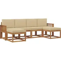 vidaXL Buiten bank set 6 st Natuurlijk en Beige
