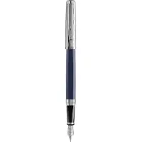 Waterman Exception vulpen | Metaal-blauwe lak met palladium detail en Geëtste dop | 18K Gouden medium penpunt | met Geschenkdoos