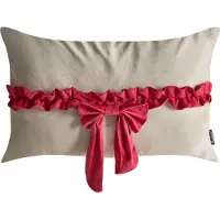 Beliani BELLE - Sierkussen set van 2 - Taupe/Rood - Fluweel
