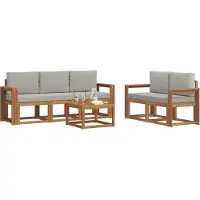 vidaXL Buiten bank set 6 st Natuurlijk en Licht Grijs