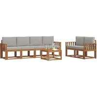 vidaXL Buiten bank set 7 st Natuurlijk en Licht Grijs