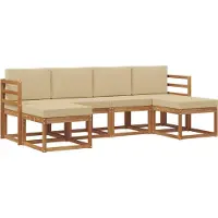 vidaXL Buiten bank set 6 st Natuurlijk en Beige