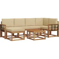 vidaXL Buiten bank set 7 st Natuurlijk en Beige