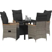 vidaXL Tuin Eettafel Set 5 st Grijs poly rattan