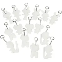 Creotime sleutelhangerfiguren 6 10 cm katoen wit 15 stuks