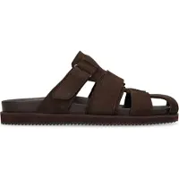 Manfield Donkerbruine suède slippers | Maat 43