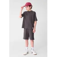Shoeby T-shirt antraciet met textuur Grijs Jongens Polyester Ronde hals - maat 98/104