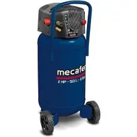 MECAFER Verticale compressor 425790, 50 liter - Blauwe, coaxiale, olie-vrije compressor