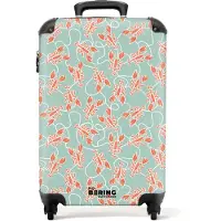 NoBoringSuitcases.com - Koffer - Kreeft print groen - Past binnen 55x40x20 cm en 55x35x25 cm - Trolley handbagage - Valiezen met wieltjes volwassenen - Reiskoffer op wielen - Rolkoffer lichtgewicht