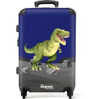 NoBoringSuitcases.com - Kinderkoffer jongen - Dinosaurus - Kindertrolley jongens - Koffer kind groot - Rolkoffer lichtgewicht - Reiskoffer met 4 wielen - Grote trolley XL - 20 kg bagage