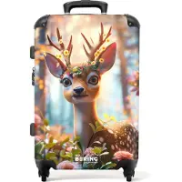 NoBoringSuitcases.com - Kinderkoffer groot - Kindertrolley koffer - Hert met bloemenkrans in de natuur - Rolkoffer lichtgewicht - Reiskoffer met 4 wielen - Grote trolley XL - 20 kg bagage