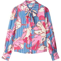 Pom Amsterdam Dames Blouses Blouse Urban Flora Stripe - Multi - Maat 36