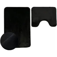 Euromat Lombok Antislip Badmat Set Zwart 2-delig - Zacht & Pluizig