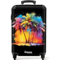 NoBoringSuitcases.com - Handbagage koffer lichtgewicht - Reiskoffer trolley - Palmbomen besmeurd met verf - Rolkoffer met wieltjes - Past binnen 55x40x20 en 55x35x25
