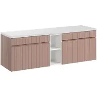 Vente-unique Hangende gestreepte onderkast met nissen - Roze - B140 cm - SATARA