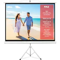 Pyle Projectiescherm met Statief – Handmatig Oprolbaar Projectiescherm met Auto Lock – 72 Inch, Draagbaar