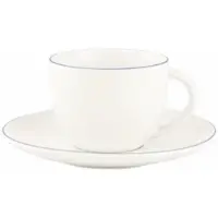 Vt wonen Theeset vtwonen Tea Cup And Saucer White-Blue Line 250ml (Set van 6)