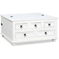 Ebuy24 Dekenkist met laden wit salontafel New Mexico.