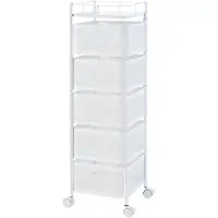 En.casa Keukentrolley Sunndal met 5 manden 94,5x27x27 cm wit