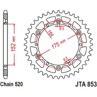 JT Sprockets Yamaha Jta853.46blk Aluminium Achtertandwiel