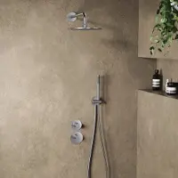 Saniclear Uni inbouw regendouche 25cm RVS look PVD met wandarm en staafhanddouche