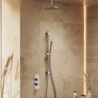 Saniclear Oval inbouw regendouche 25cm RVS look PVD met plafondarm, glijstang en staafhanddouche