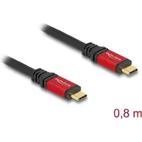 DeLOCK USB 20 Gbps Cable USB Type-C male to male PD 3.0 100 W E-Marker 0.8 m red metal