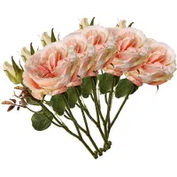 Top Art Kunstbloem roos Little Joy - 5x - roze - 38 cm - kunststof steel - decoratie bloemen