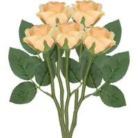 Top Art Kunstbloem roos Nina - 5x - perzik kleur - 27 cm - kunststof steel - decoratie bloemen