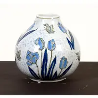 Home Tulp vaas Vincent - Tulpenvaas - Blauw Wit - Small - Hoogte 16 cm