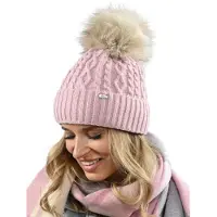 Alur - Wintermuts met Pompon - Roze - Polar Fleece Voering