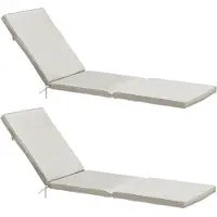 Oviala - Set van 2 polyester ligstoelkussens 186 x 53 x 5 cm beige - Picchu