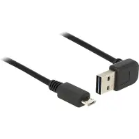 DeLOCK Micro USB naar Easy-USB-A haaks (boven/beneden) kabel - USB2.0 - tot 2A / zwart - 0,50 meter