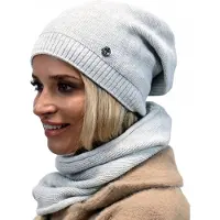 Alur - Dameswinterset - Lichtgrijs - Beanie - Sjaal - Acryl en Wol