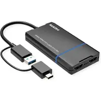 Value 12.99.3206 HDMI / USB Adapter [1x USB-C stekker, USB-A-stekker - 2x HDMI-bus] Zwart 0.15 m