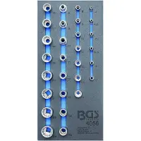Bgs Accessoires voor gereedschapskoffers, Werkplaatswagen inzetstuk 1/3: Doppen Twaalfkant 6,3 mm (1/4") / 12,5 mm (1/2") 2...