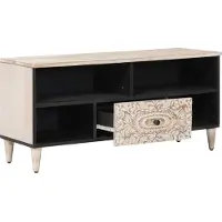 vidaXL TV Kast met lade Wit 100 x 33,5 x 46 cm Massief Mango Hout