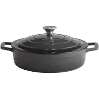 Aps Braadpan met deksel 3L gietijzer antraciet, Pan + steelpan, Grijs