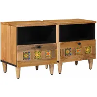 vidaXL Nachtkastje 2 st Naturel 40 x 33 x 46 cm Massief Mango Hout
