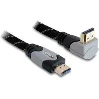 DeLOCK 83077 HDMI-kabel HDMI Aansluitkabel HDMI-A-stekker 5 m Zwart, Grijs Rond, 4K UHD, Vergulde steekcontacten, Verdraaid