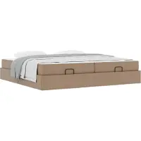 vidaXL bedframe met matras, overig, 2 stuks, lichtbruin, PVC